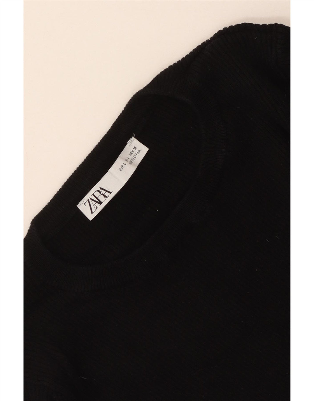 Zara Womens Crop Top Langærmet UK 14 Large Black