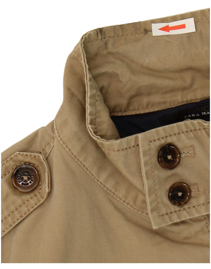 Zara Herre Military Bomber Jacket UK 38 Medium Beige Bomuld