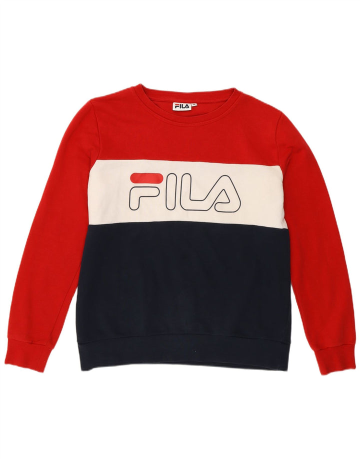 Fila Dame Sweatshirt Jumper UK 14 Medium Flerfarvet Colourblock