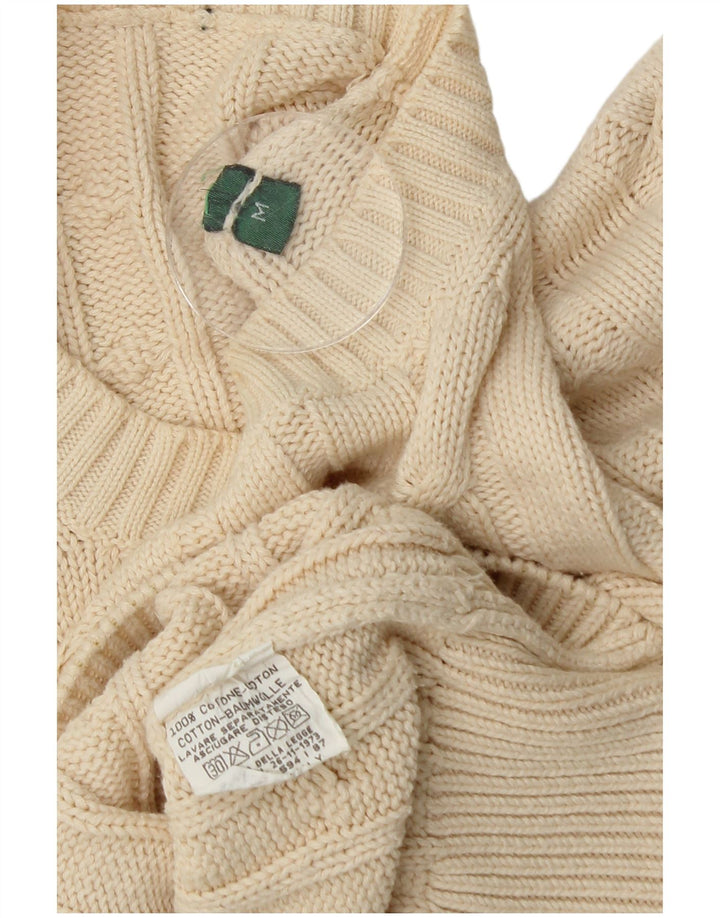 Vintage herre sweater med rund hals, medium off white bomuld