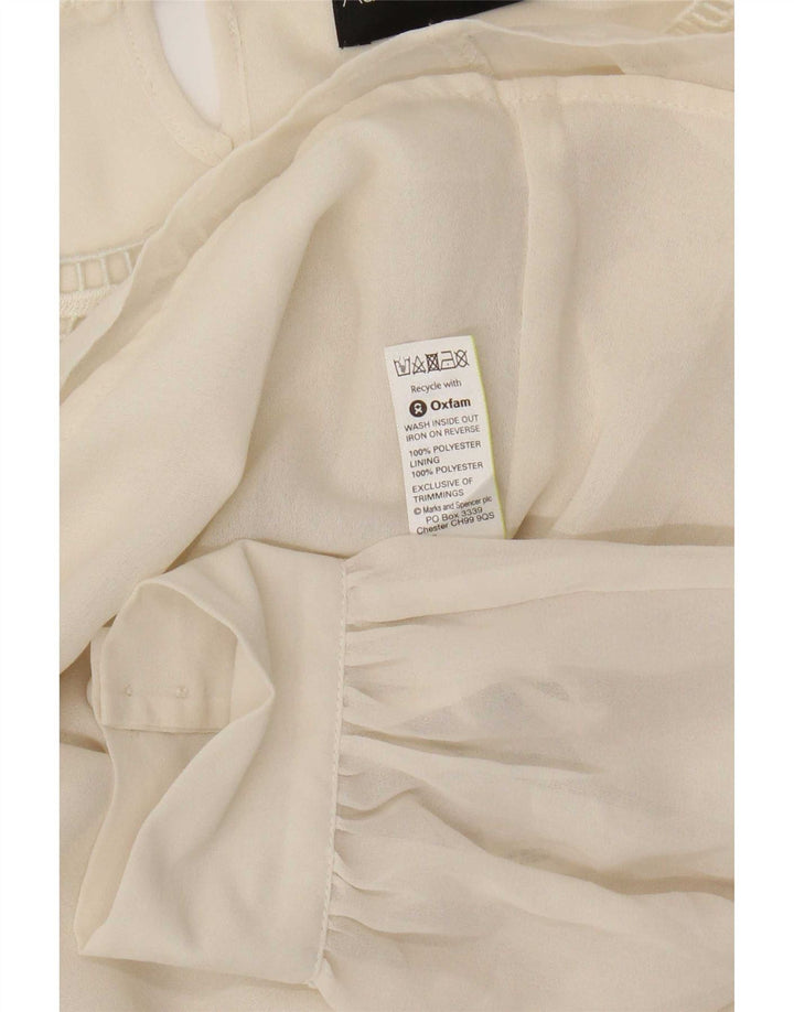 Marks & Spencer Dame Autograph Langærmet Bluse Top UK 16 Large Beige