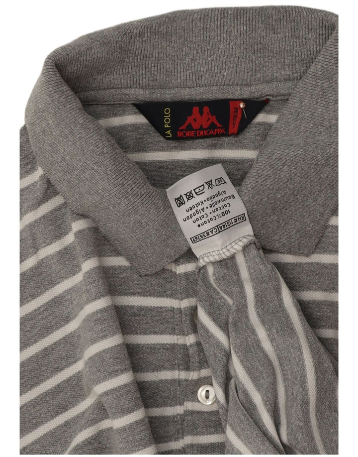 Kappa herre poloshirt mellemgrå stribet bomuld