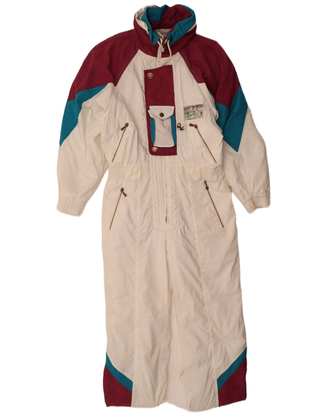 Silvy Dame Hætte Loose Fit Ski Jumpsuit IT 44 Medium White Colourblock
