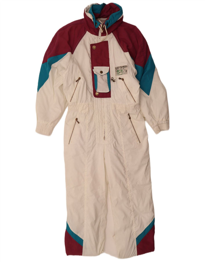 Silvy Dame Hætte Loose Fit Ski Jumpsuit IT 44 Medium White Colourblock