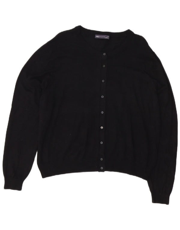 Marks & Spencer Dame Cardigan Sweater UK 22 3XL Sort Viscose