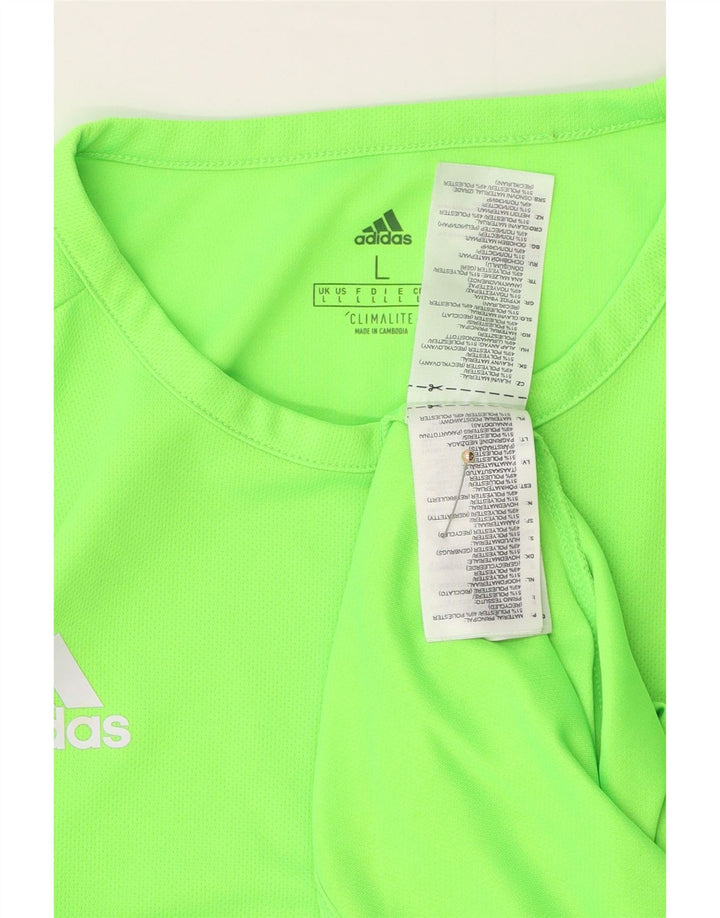Adidas Herre Climalite T-Shirt Top Stor Grøn Colourblock Polyester