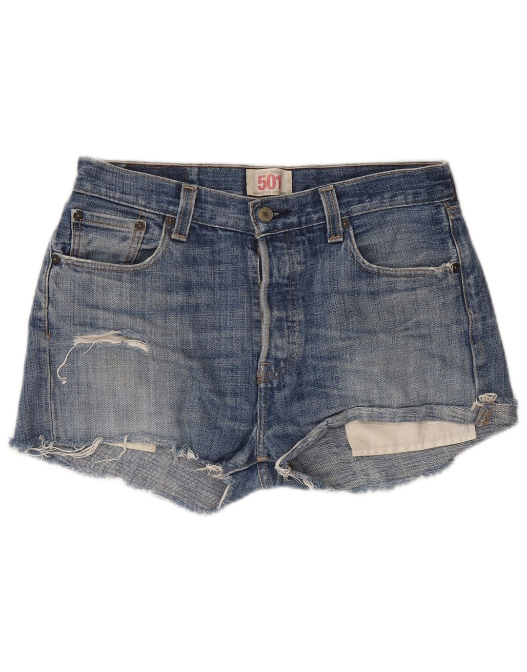 Levi's Womens 501 Distressed Denim Shorts W30 Medium Blue Cotton