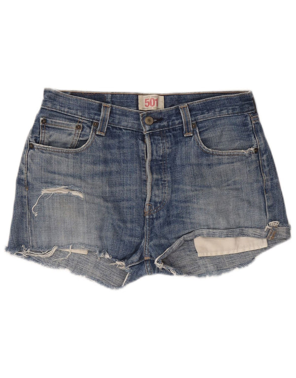 Levi's Womens 501 Distressed Denim Shorts W30 Medium Blue Cotton