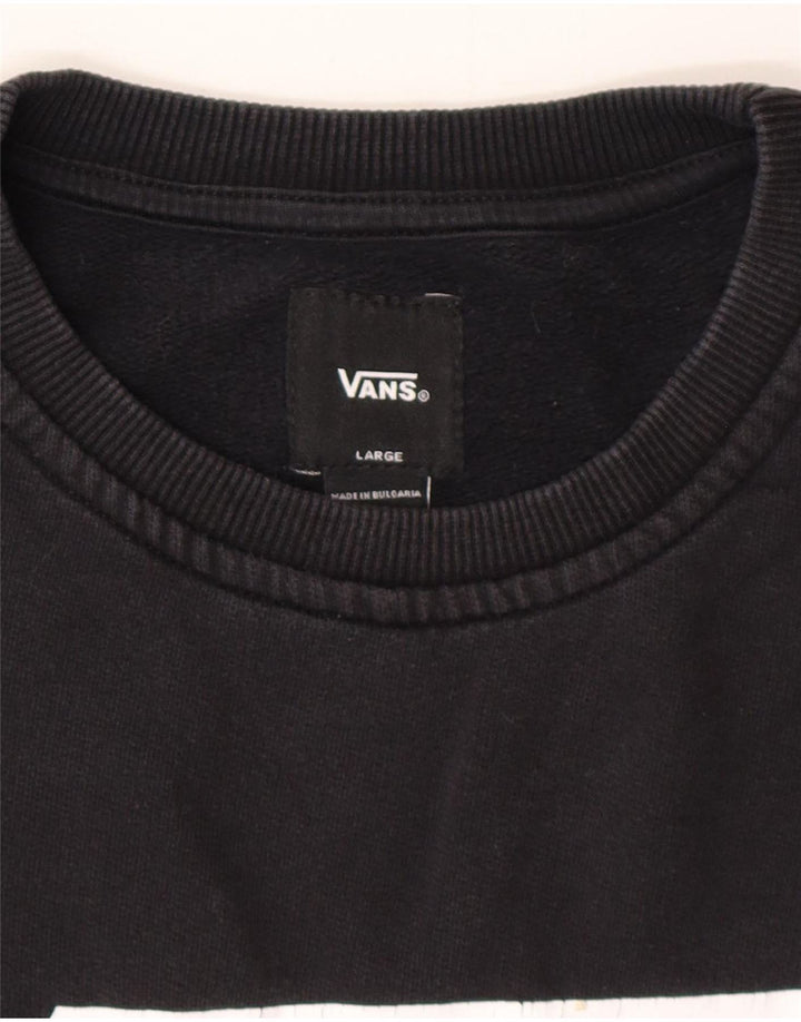 VANS Herre Grafisk Sweatshirt Jumper Large Sort