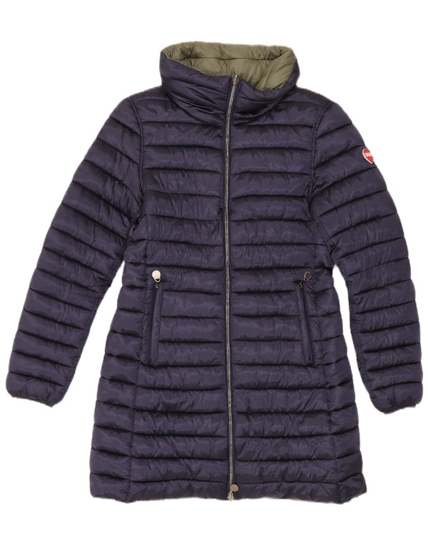Colmar Womens Hooded Reversible Padded Coat UK 12 Medium Navy Blue Nylon