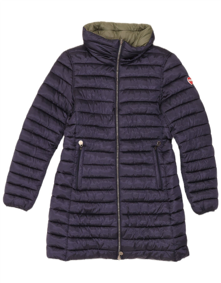 Colmar Dame Hætte Vendbar Polstret Frakke UK 12 Medium Navy Blue Nylon