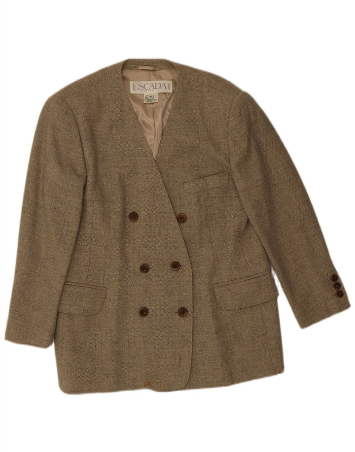 Escada Dame Dobbeltradet Blazer Jakke EU 44 XL Grå Uld