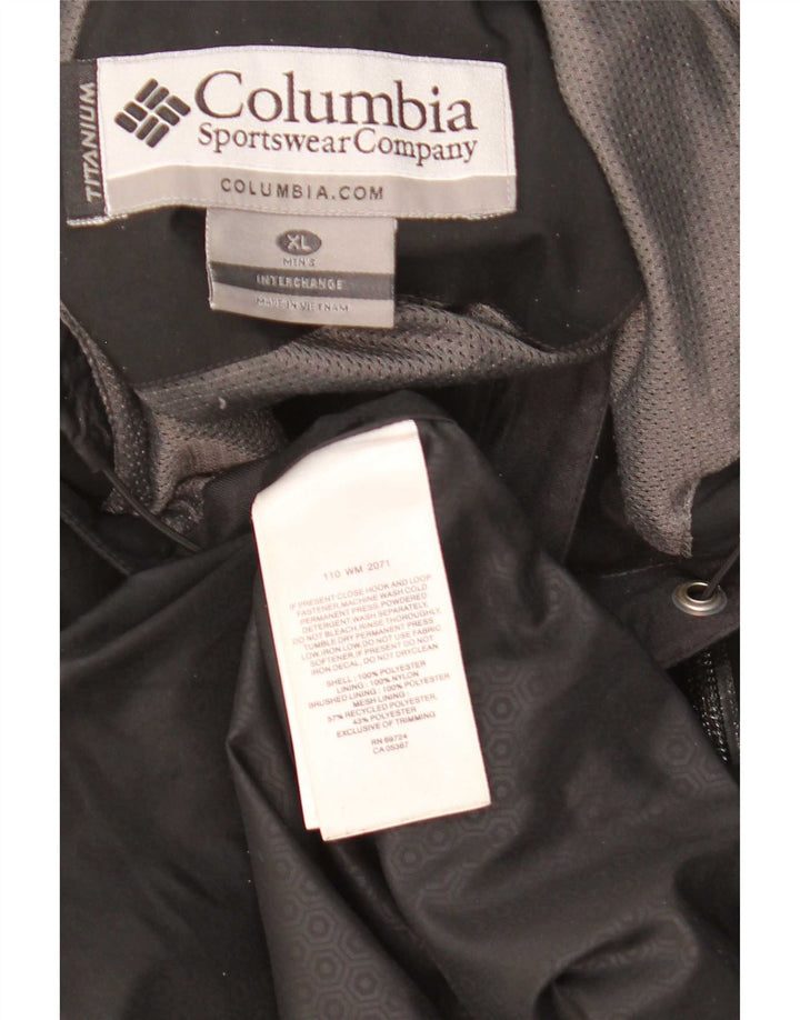 Columbia Regnjakke med hætte i titan til mænd UK 42 XL Sort Polyester
