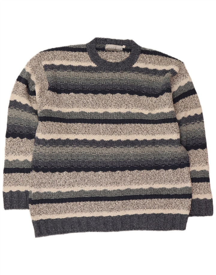 Luca D'altieri Herre Crew Neck trøje Sweater Stor Marineblå Stribet