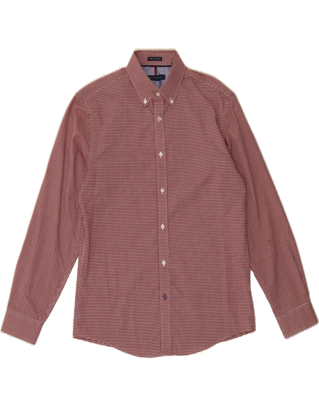 TOMMY HILFIGER Mens Slim Fit Shirt Size 15 Medium Red Gingham Cotton Vintage Tommy Hilfiger and Second-Hand Tommy Hilfiger from Messina Hembry 