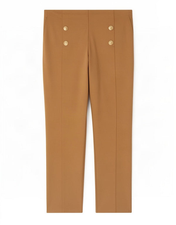 Zara Kvinder Højtaljet Tapered Cropped Trousers 2XL W34 L25 Beige