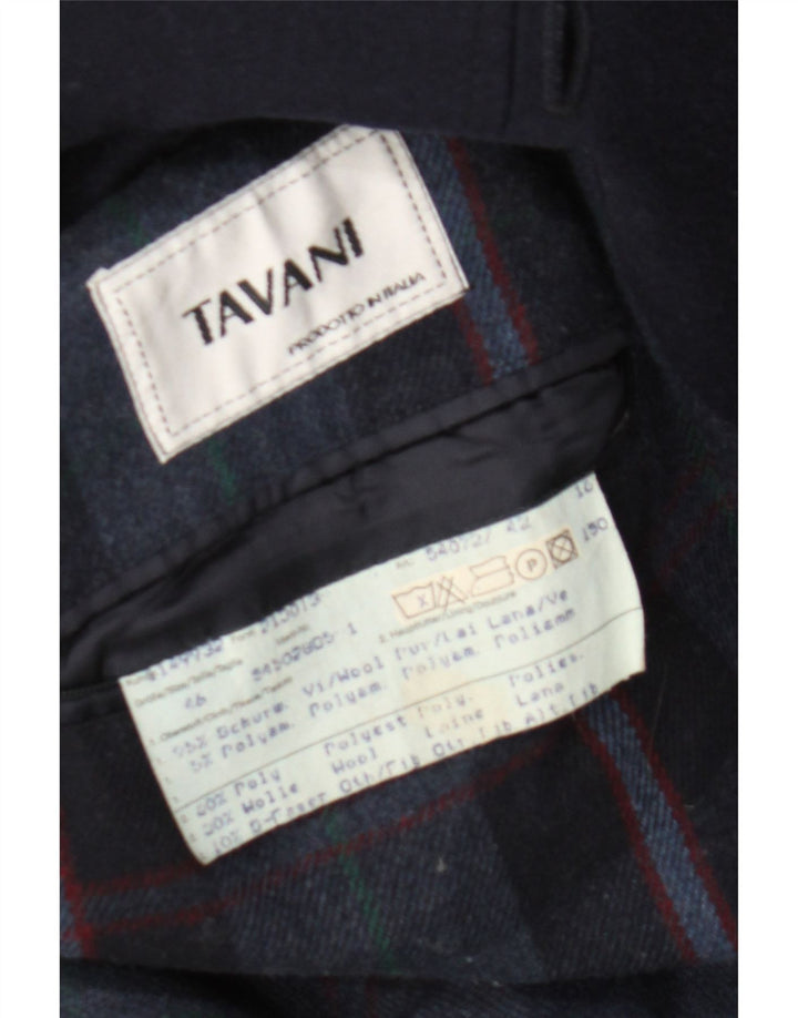 Vintage Herre Loose Fit Overfrakke IT 46 Lille Marineblå Uld