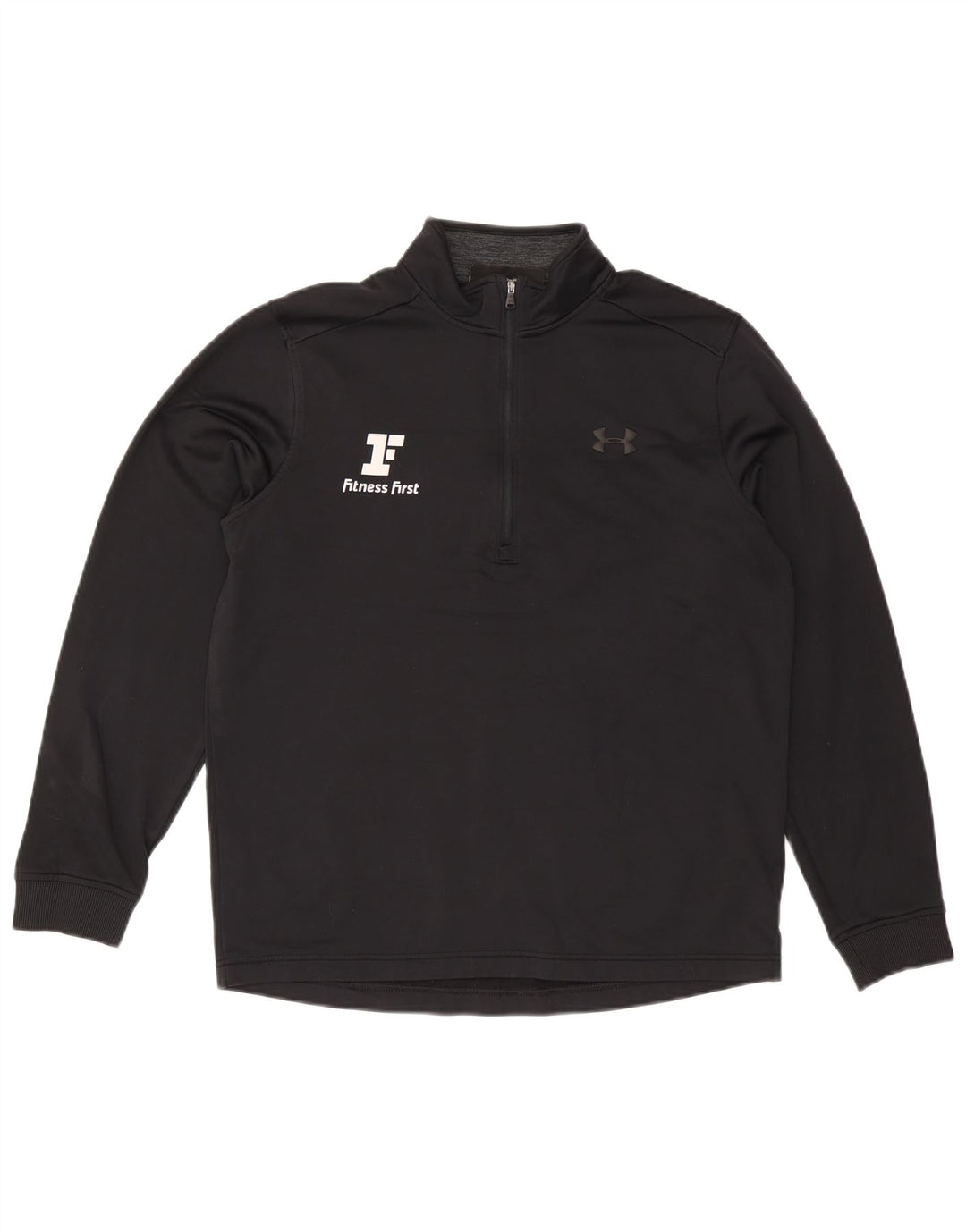 Under Armour Herre Cold Gear Grafisk Zip Neck Sweatshirt Jumper Medium Sort