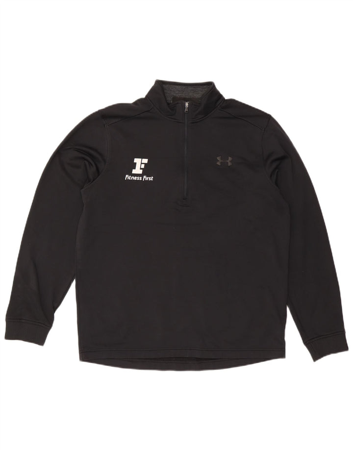 Under Armour Herre Cold Gear Grafisk Zip Neck Sweatshirt Jumper Medium Sort