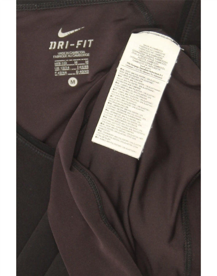 Nike Dame Dri Fit T-Shirt Top UK 12/14 Medium Sort Polyester