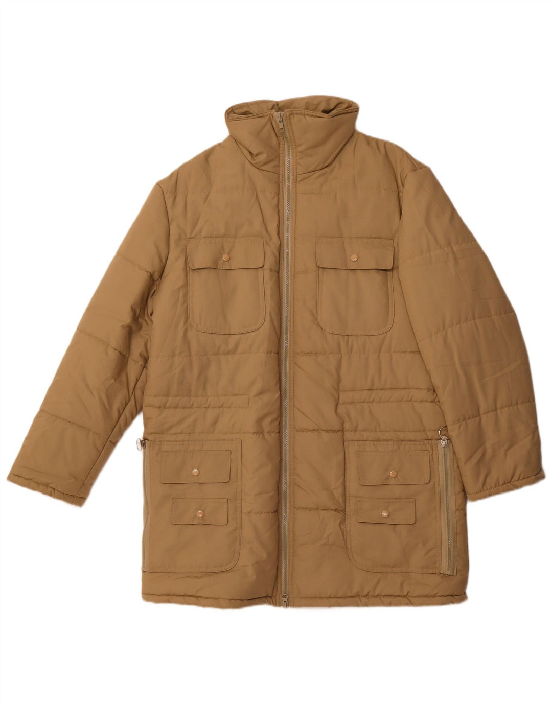 Vintage polstret herrefrakke UK 36 Small Beige Polyester