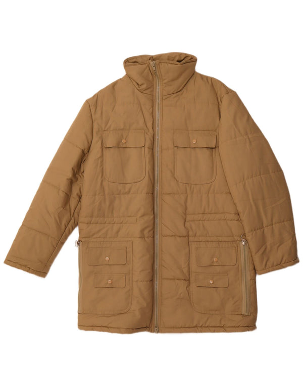 Vintage polstret herrefrakke UK 36 Small Beige Polyester