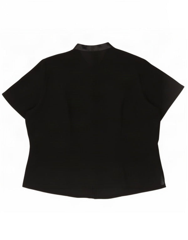 Marks & Spencer Kortærmet skjortebluse til kvinder UK 22 3XL Sort Geometric
