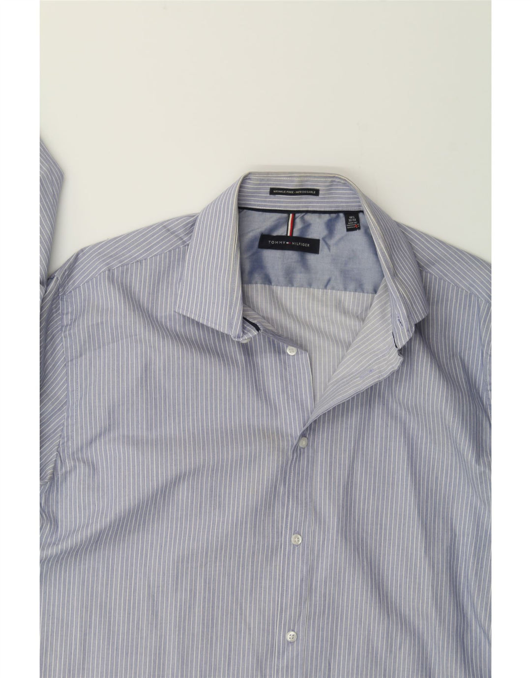 TOMMY HILFIGER Mens Shirt Size 16 1/2 Large Navy Blue Striped Vintage Tommy Hilfiger and Second-Hand Tommy Hilfiger from Messina Hembry 