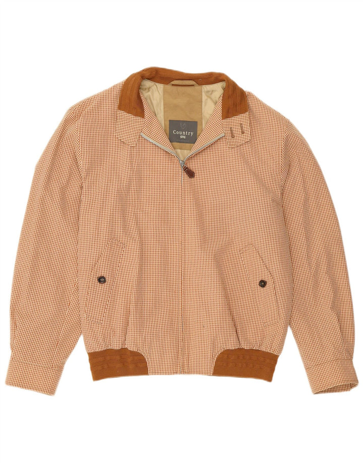 LODENFREY Mens Bomber Jacket IT 50 Large Beige Check Polyester