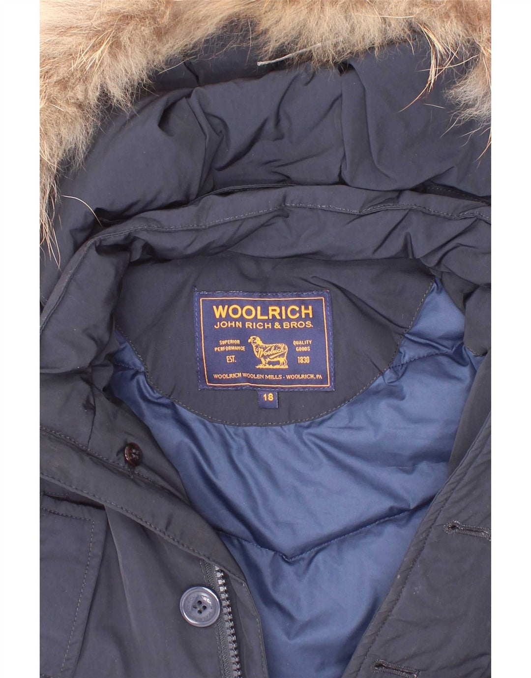 Woolrich Baby Boys Polstret hættejakke 12-18 måneder Navyblå polyester