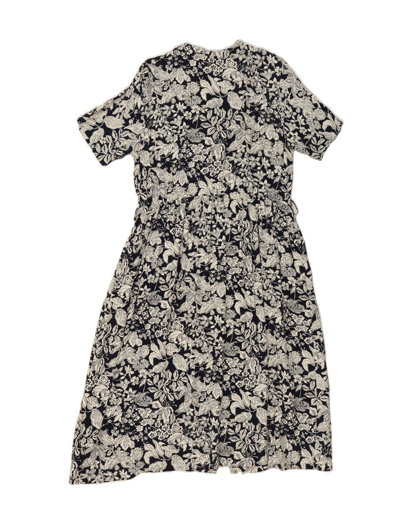 AVOCA Womens Short Sleeves Shirt Dress UK 14 Medium Black Floral Viscose Vintage Avoca and Second-Hand Avoca from Messina Hembry 