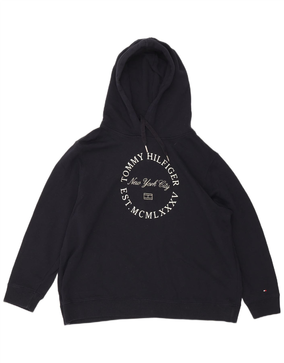 TOMMY HILFIGER Grafisk hættetrøje til kvinder UK 22 3XL Navyblå bomuld
