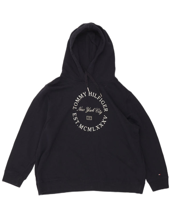 TOMMY HILFIGER Grafisk hættetrøje til kvinder UK 22 3XL Navyblå bomuld