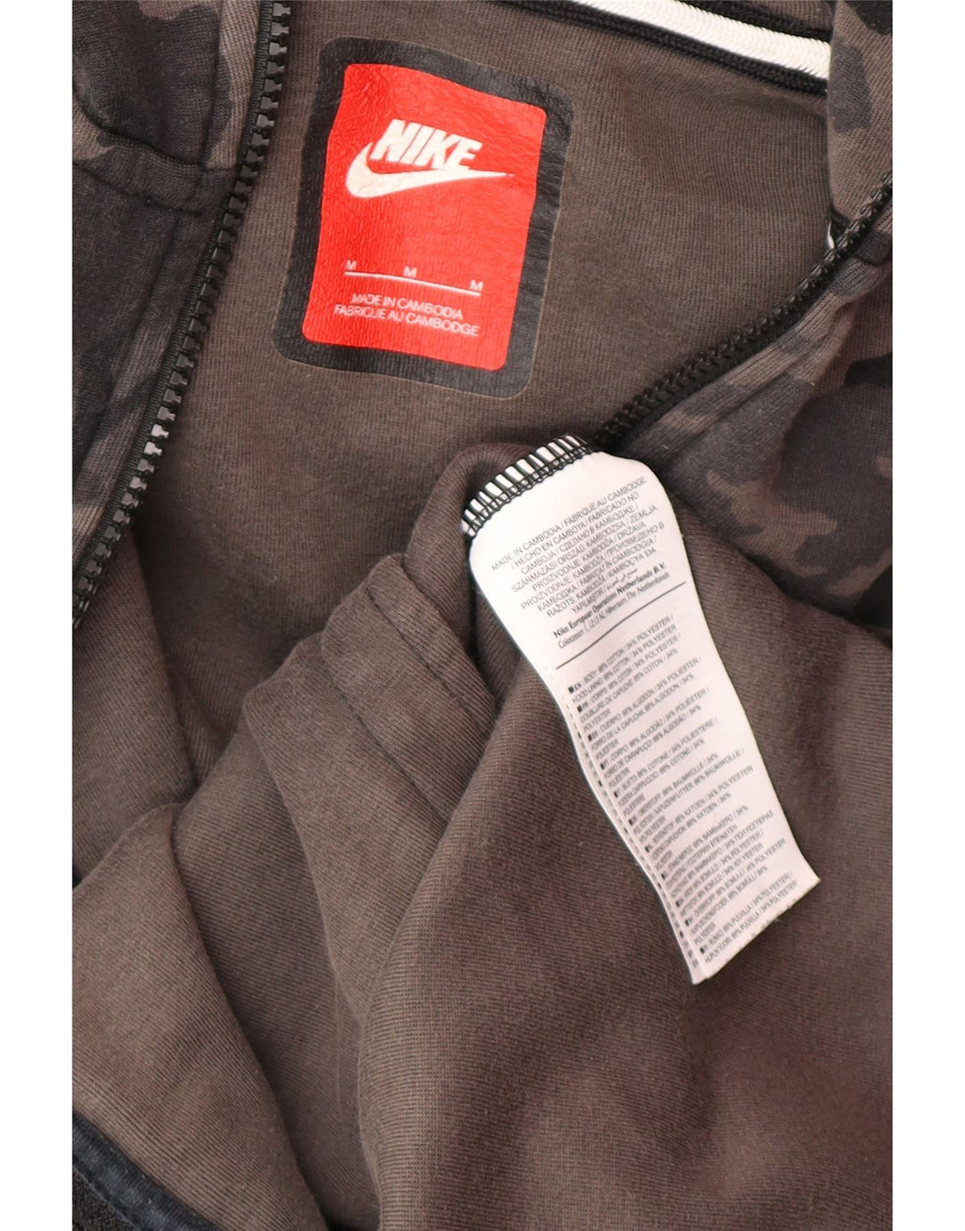 Nike hættetrøje med lynlås til mænd mellemgrå Camouflage bomuld