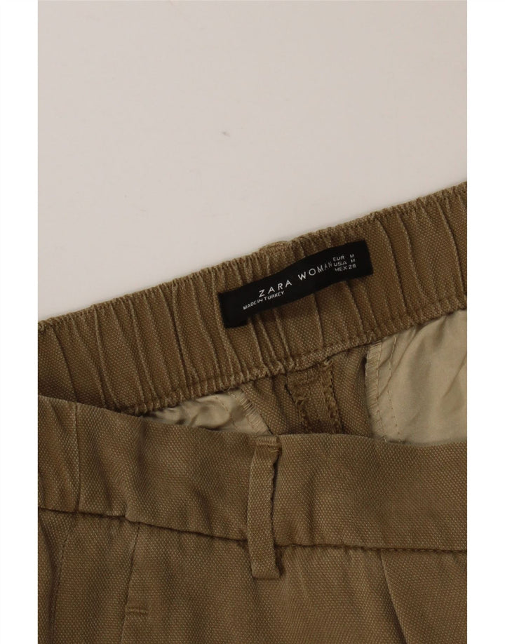 Zara Womens Pegged Cropped Trousers Medium W28 L23 Brun