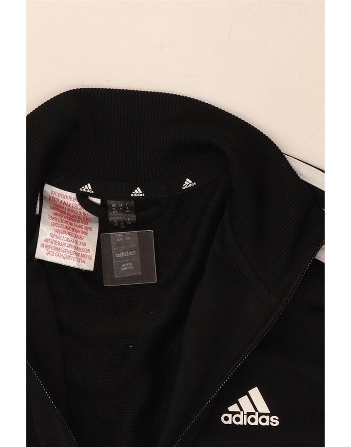 ADIDAS Boys Tracksuit Top Jacket 11-12 Years Black Colourblock Polyester