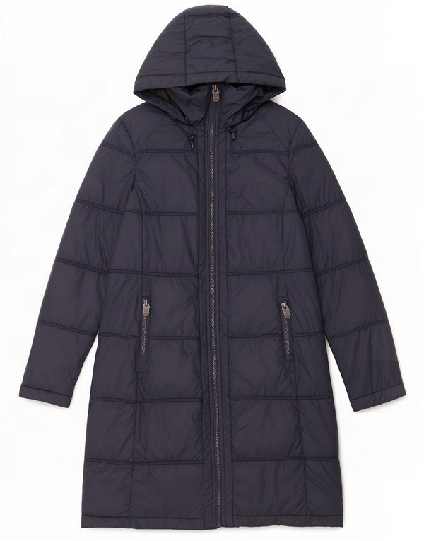 Fat Face Dame Hætte Polstret Frakke UK 8 Small Navy Blue Nylon