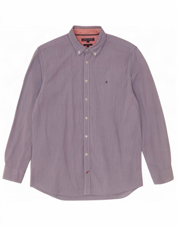 Tommy Hilfiger Mens New York Fit Shirt XL Blue Pinstripe