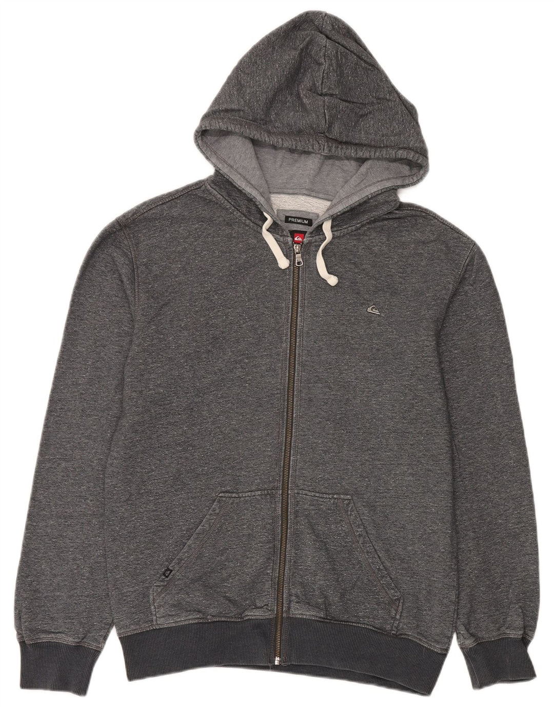 Quiksilver Herre Premium Zip Hoodie Sweater Medium Grey Bomuld
