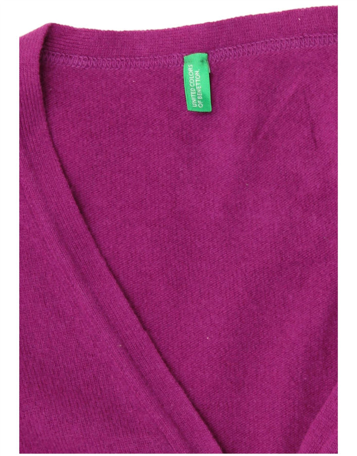 Benetton Dame Cardigan Sweater UK 8 Lille Lilla Uld