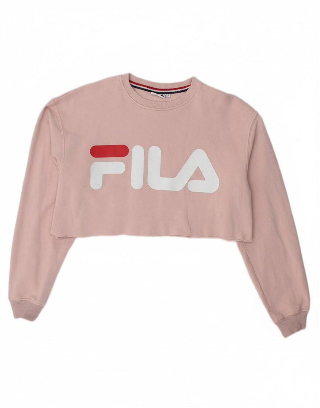 FILA Womens Crop Graphic Sweatshirt Jumper UK 14 Medium Pink