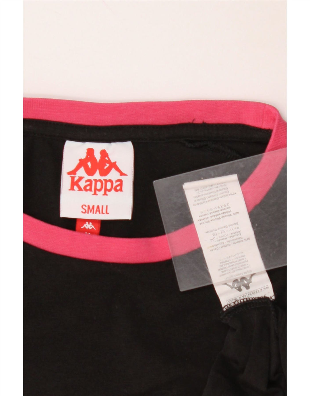 KAPPA Womens Crop Oversized grafisk T-shirt top UK 10 Lille sort bomuld