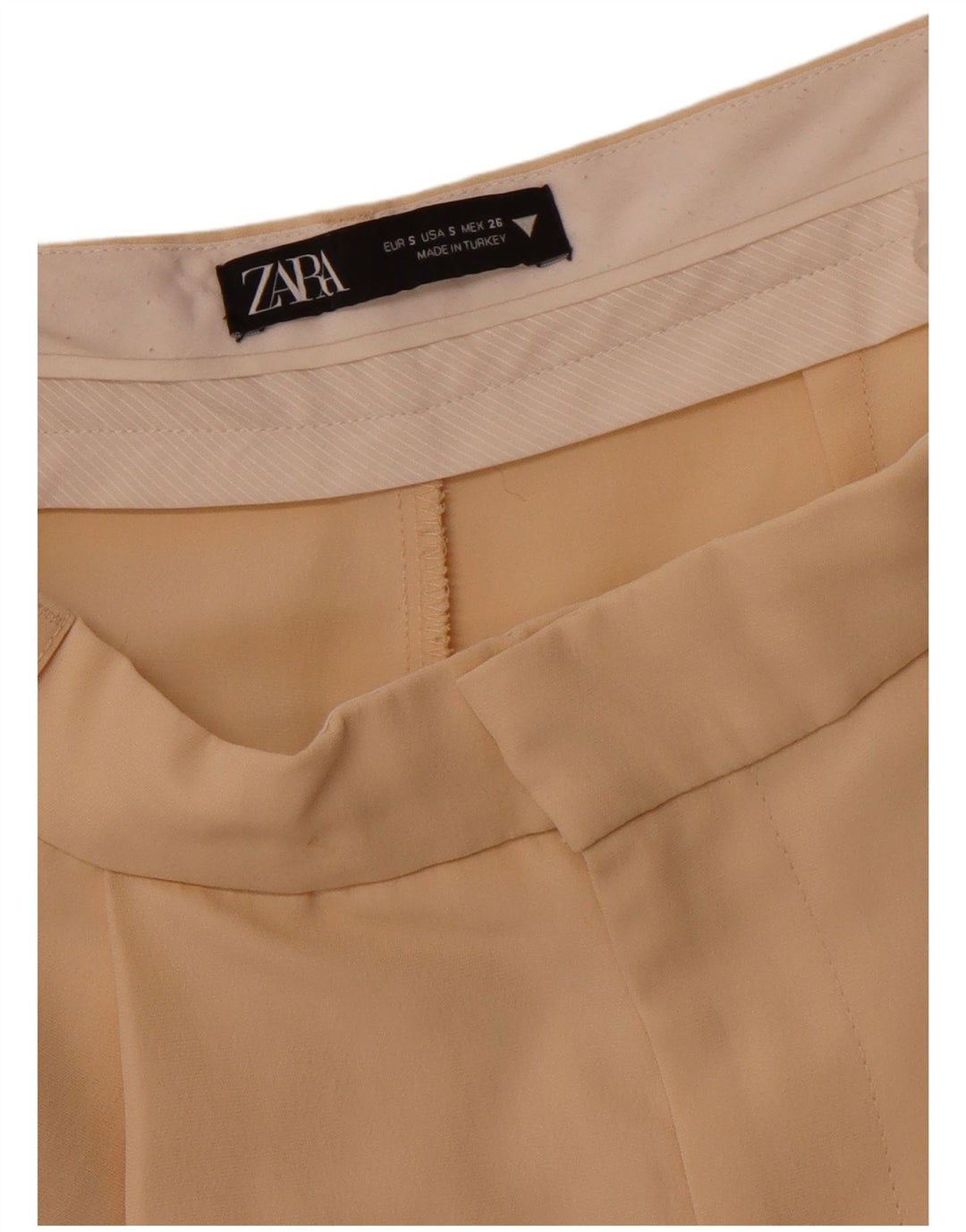 ZARA Dame Pegged Loose Fit Chino Bukser Small W26 L29 Beige