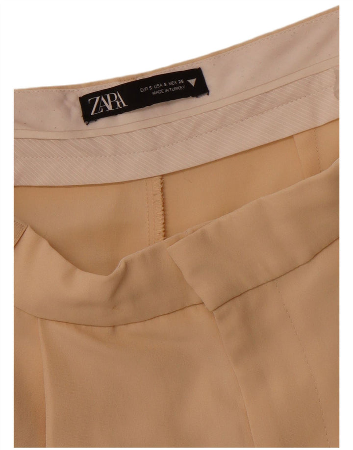 ZARA Dame Pegged Loose Fit Chino Bukser Small W26 L29 Beige