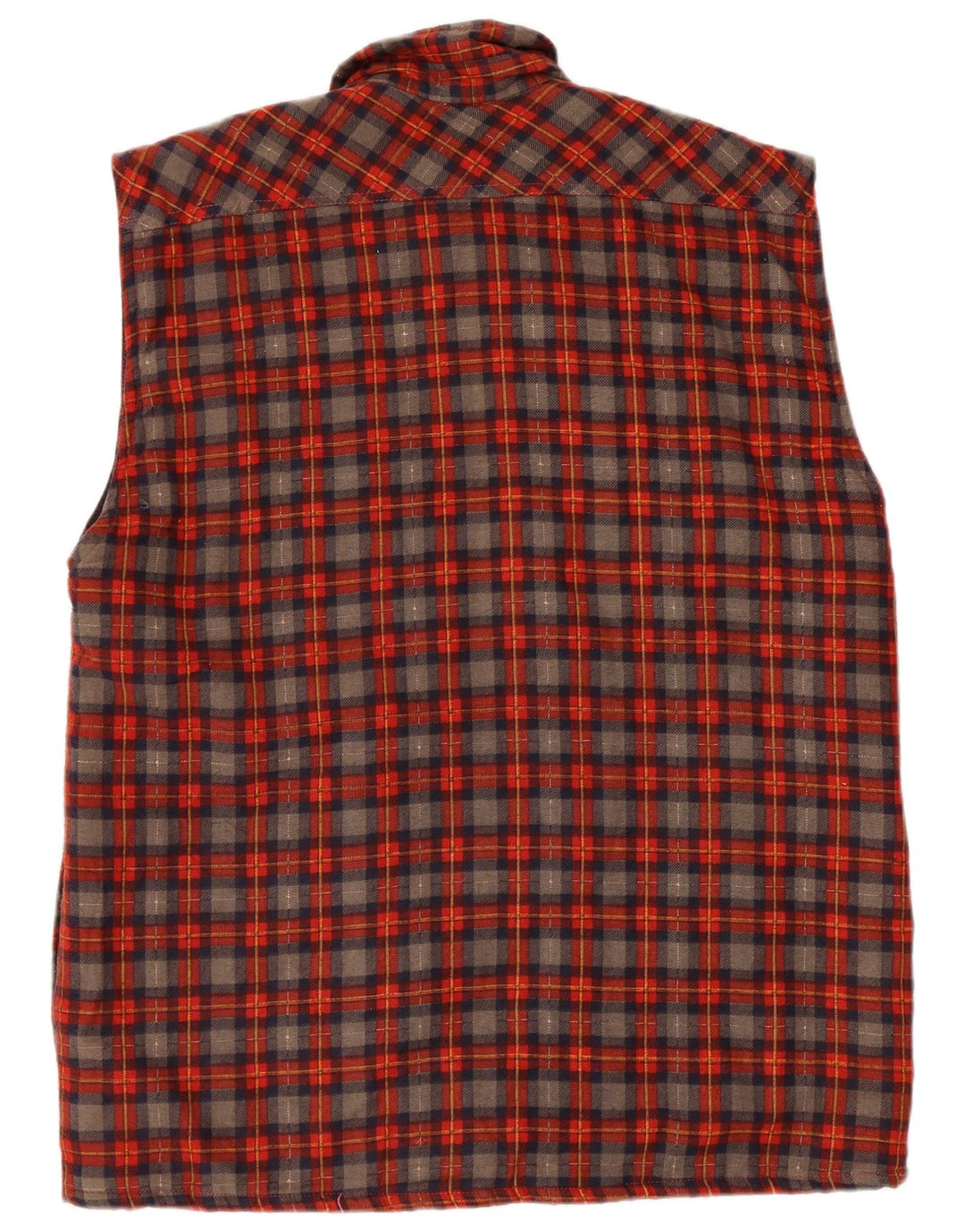 Vintage ærmeløs flannelskjorte til mænd, stor rød ternet