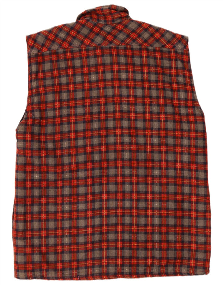 Vintage ærmeløs flannelskjorte til mænd, stor rød ternet