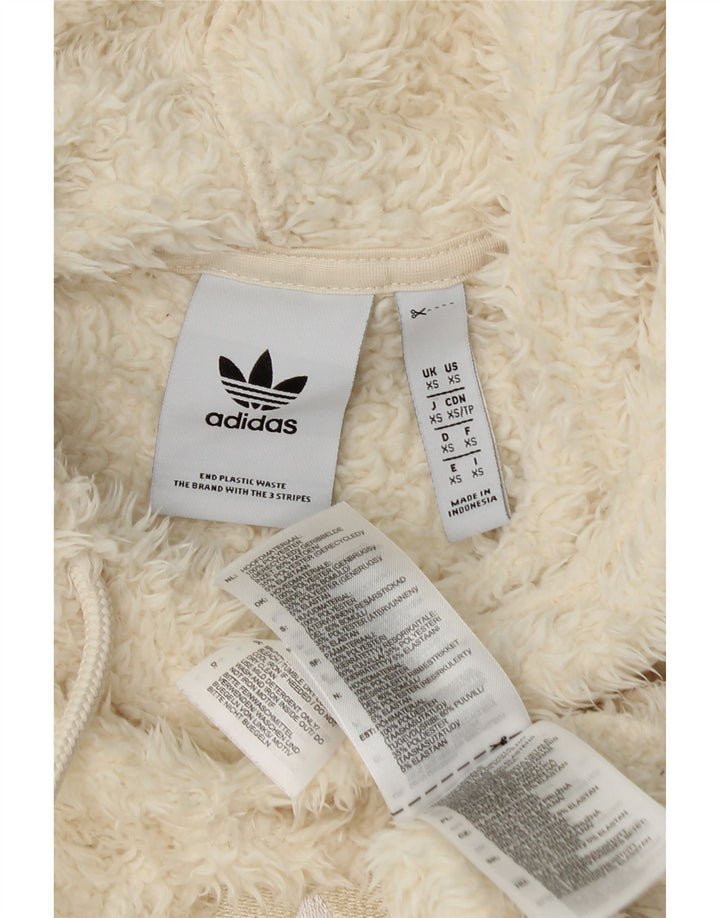 Adidas fleecetrøje med hætte til mænd XS Beige polyester