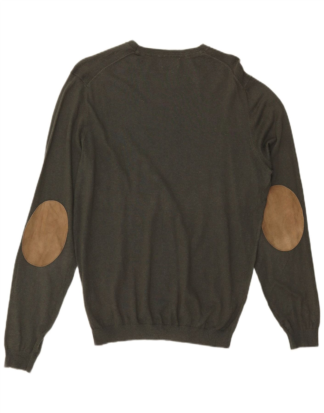MASSIMO DUTTI Herre Crew Neck trøje Sweater Stor Khaki Bomuld