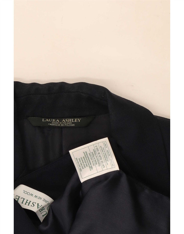 Laura Ashley Dame 5-knaps blazerjakke UK 12 Mellem marineblå uld