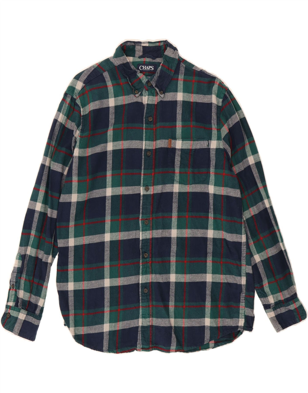 CHAPS Mens Flannel Shirt Large Green Check Cotton Vintage Chaps and Second-Hand Chaps from Messina Hembry 